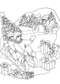 Fisă de colorat cu Iarna de colorat p101