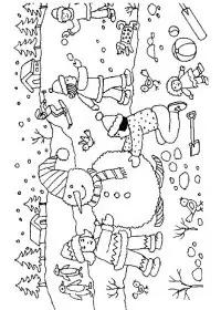 Fisă de colorat cu Iarna de colorat p110