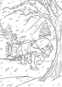 Fisă de colorat cu Iarna de colorat p52