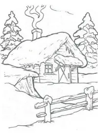 Fisă de colorat cu Iarna de colorat p68