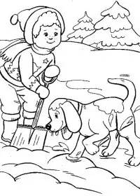 Fisă de colorat cu Iarna de colorat p72