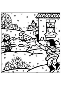 Fisă de colorat cu Iarna de colorat p81
