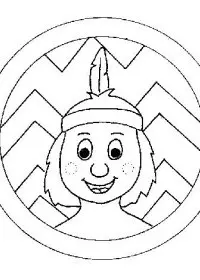 Fisă de colorat cu Indieni de colorat p07