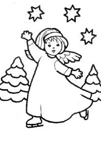 Fisă de colorat cu Ingerasi de colorat p06