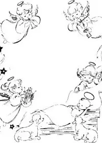 Fisă de colorat cu Ingerasi de colorat p25