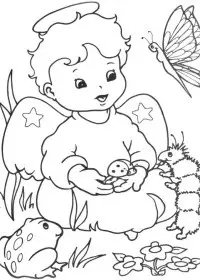 Fisă de colorat cu Ingerasi de colorat p34