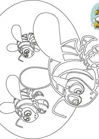 Fisă de colorat cu Insecte albinute de colorat p04