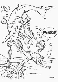 Fisă de colorat cu Mica sirena de colorat p02