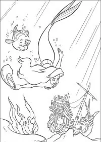 Fisă de colorat cu Mica sirena de colorat p13