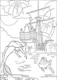 Fisă de colorat cu Mica sirena de colorat p18