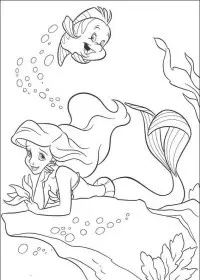 Fisă de colorat cu Mica sirena de colorat p26