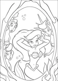 Fisă de colorat cu Mica sirena de colorat p27