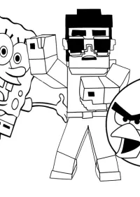 Fisă de colorat cu Minecraft p5
