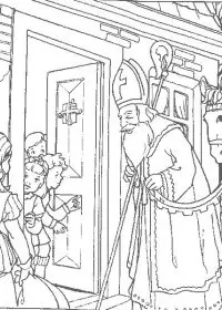 Fisă de colorat cu Mos nicolae de colorat p08