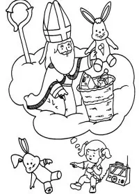 Fisă de colorat cu Mos nicolae de colorat p42