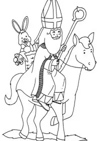 Fisă de colorat cu Mos nicolae de colorat p45