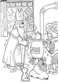 Fisă de colorat cu Mos nicolae de colorat p48