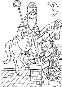 Fisă de colorat cu Mos nicolae de colorat p49