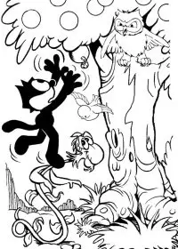 Fisă de colorat cu Motanul felix de colorat p06