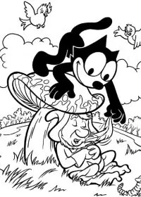 Fisă de colorat cu Motanul felix de colorat p07