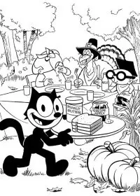 Fisă de colorat cu Motanul felix de colorat p08