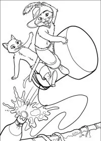 Fisă de colorat cu Motanul incaltat de colorat p04