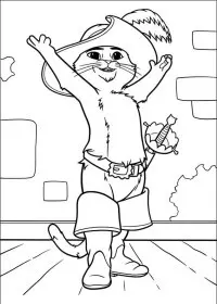 Fisă de colorat cu Motanul incaltat de colorat p21