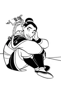 Fisă de colorat cu Mulan de colorat p100
