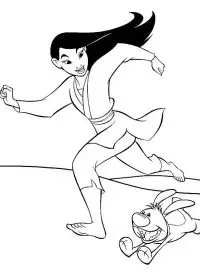 Fisă de colorat cu Mulan de colorat p102