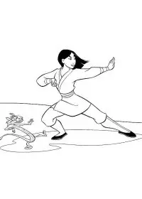 Fisă de colorat cu Mulan de colorat p104
