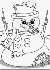 Fisă de colorat cu Om de zapada de colorat p02