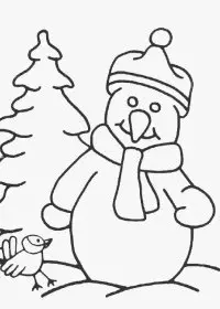 Fisă de colorat cu Om de zapada de colorat p04