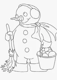 Fisă de colorat cu Om de zapada de colorat p05