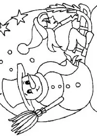 Fisă de colorat cu Om de zapada de colorat p06