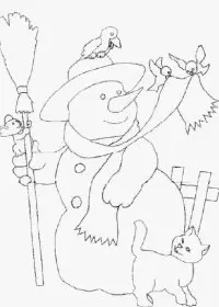 Fisă de colorat cu Om de zapada de colorat p08