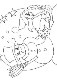Fisă de colorat cu Om de zapada de colorat p11