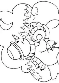 Fisă de colorat cu Om de zapada de colorat p15