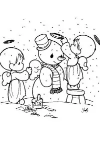 Fisă de colorat cu Om de zapada de colorat p20