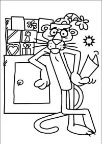 Fisă de colorat cu Pantera roz de colorat p07