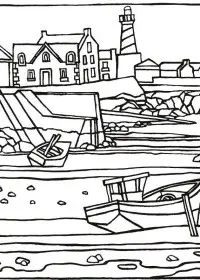 Fisă de colorat cu Pe mare de colorat p08