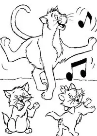 Fisă de colorat cu Pisicile aristocrate de colorat p03