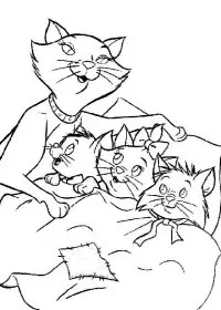 Fisă de colorat cu Pisicile aristocrate de colorat p04