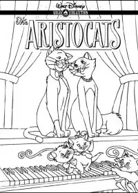 Fisă de colorat cu Pisicile aristocrate de colorat p05