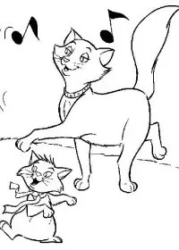 Fisă de colorat cu Pisicile aristocrate de colorat p09