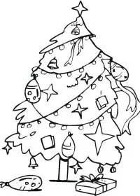 Fisă de colorat cu Pom de craciun de colorat p10