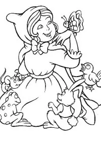 Fisă de colorat cu Scufita rosie de colorat p05