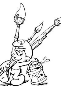 Fisă de colorat cu Strumfii de colorat p08